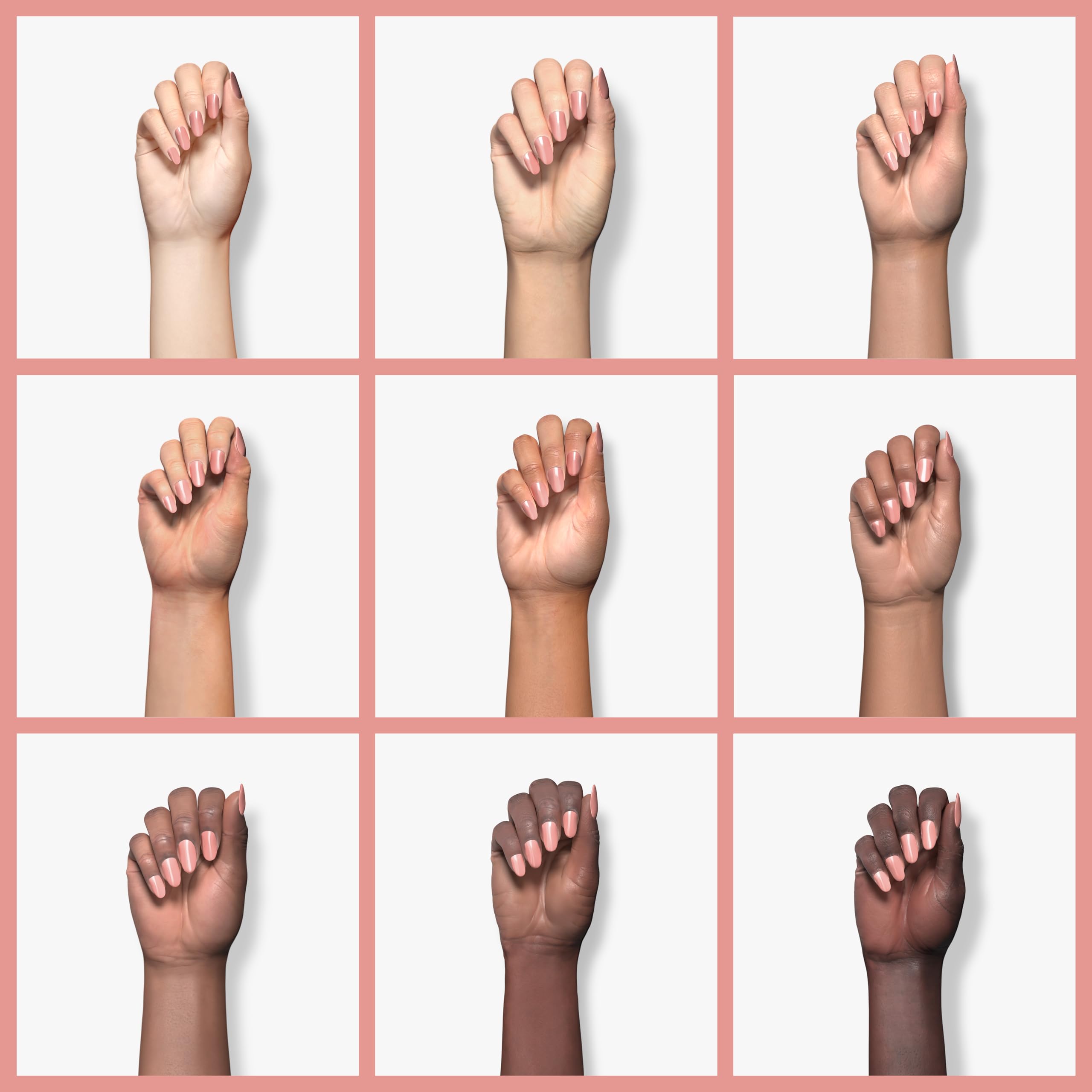 Mineral Fusion polish applied on nails showing even finish and wearable pink benefit