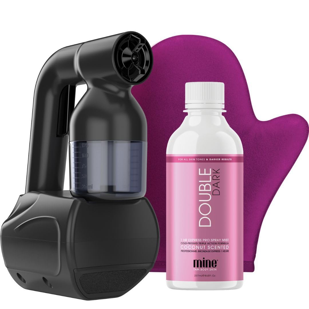 MINETAN BODY.SKIN front view showing compact handheld device and benefits