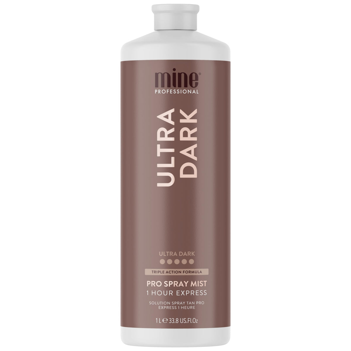 MINETAN ultra dark bottle front view shows professional salon-ready packaging and volume