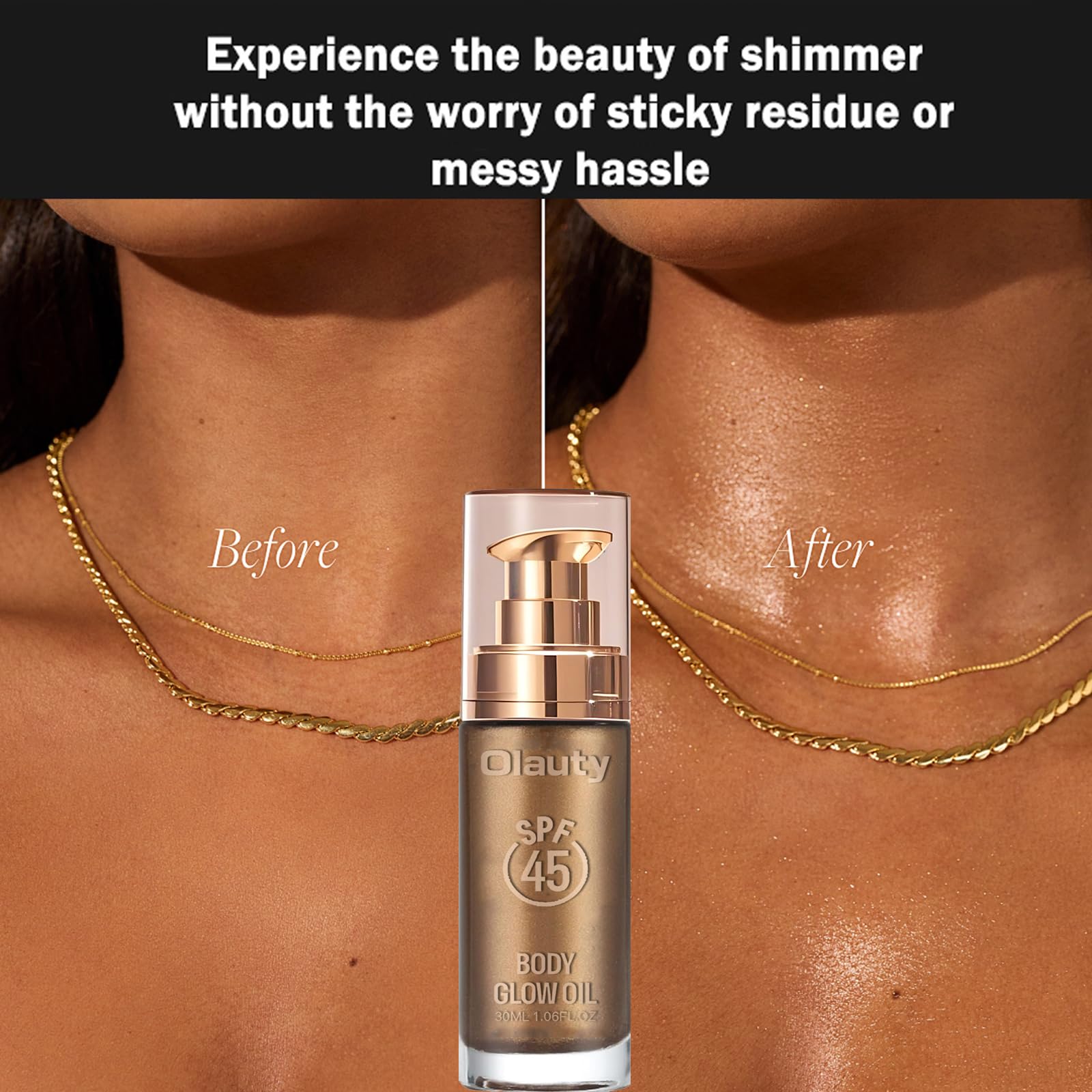 Minfei application on arm showing bronze shimmer, highlights skin tone