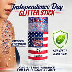 Minfei glitter stick held in hand to show compact size and travel-friendly convenience