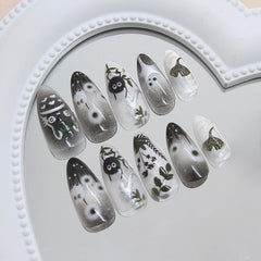 MINGCHUN press-on nails being applied to hand illustrating easy at-home use