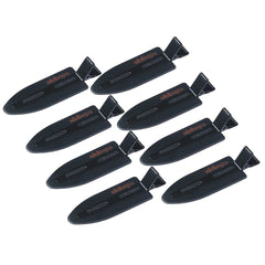 minihope front view of 8 black no-crease clips showing pack benefit