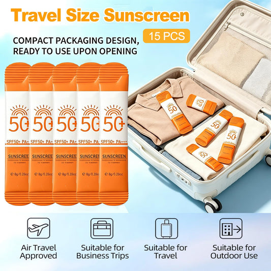 Miniling single sachet close-up displaying compact travel sunscreen and easy-tear seal