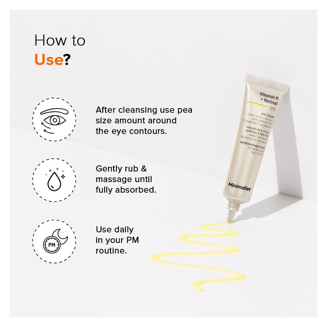 Minimalist eye cream next to a coin showing 14 g size for scale and travel ease