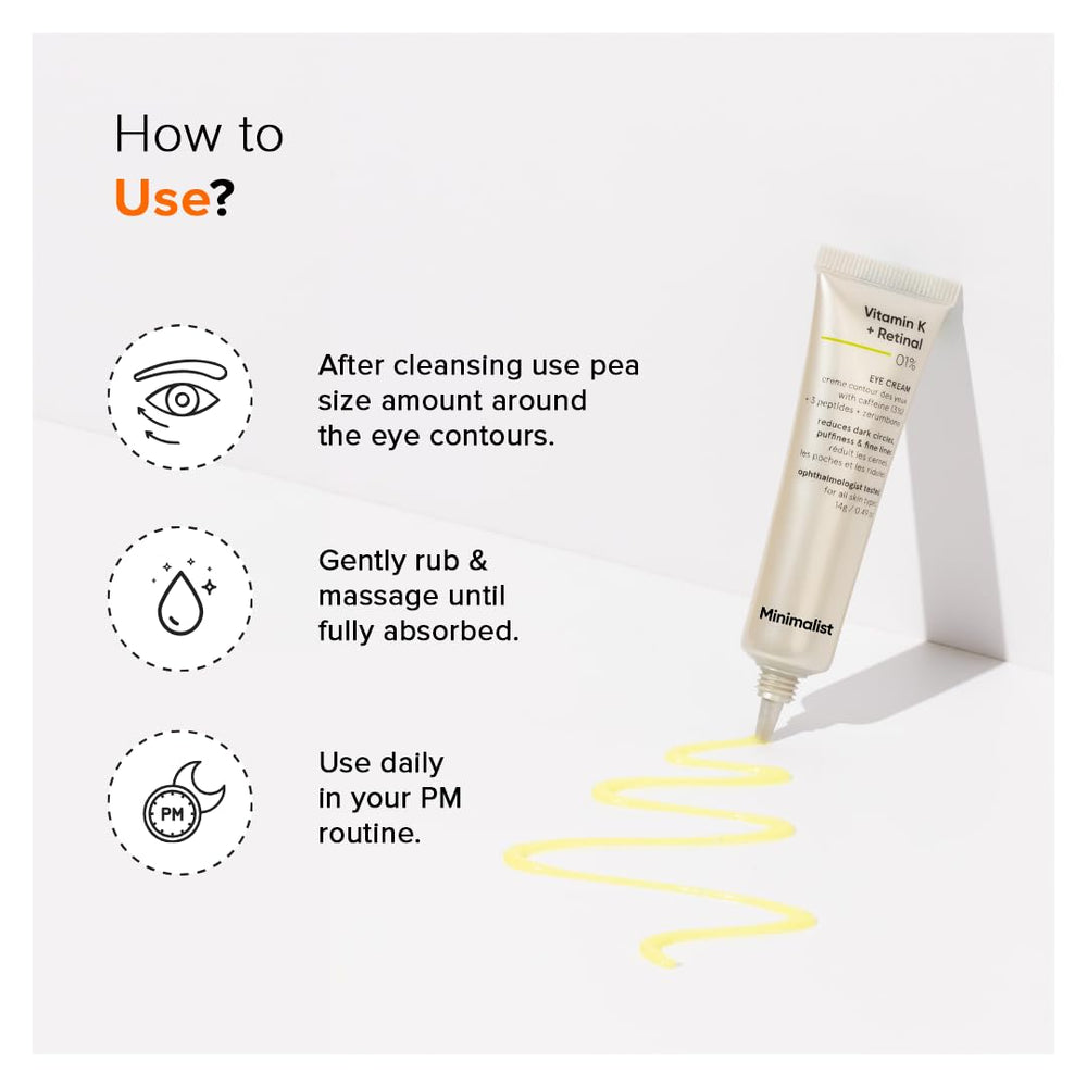 Minimalist eye cream next to a coin showing 14 g size for scale and travel ease