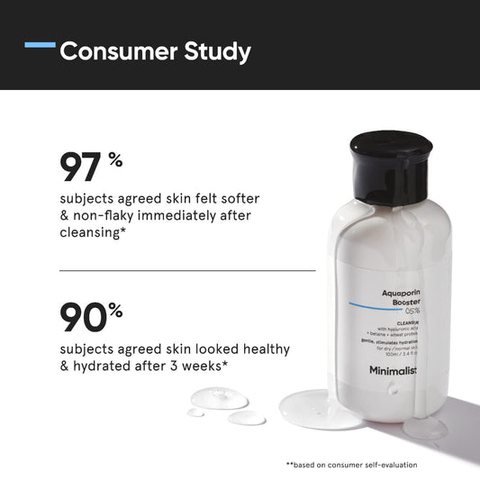 Minimalist face wash back label with ingredient list for informed choice