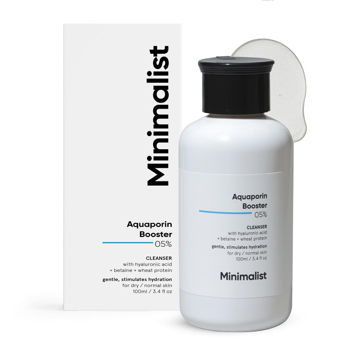 Minimalist face wash front tube showing clean design and hydration benefit