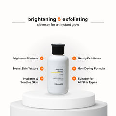 Minimalist face wash open cap dispensing, shows easy pump access and control