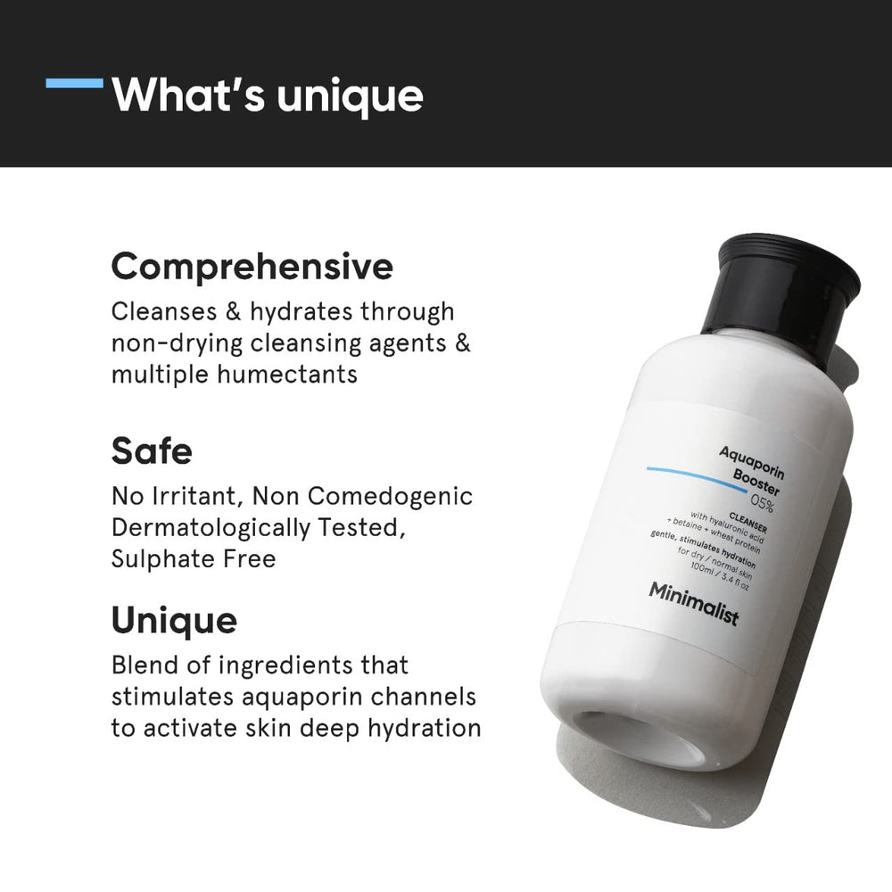Minimalist face wash gel texture closeup demonstrating lightweight hydration