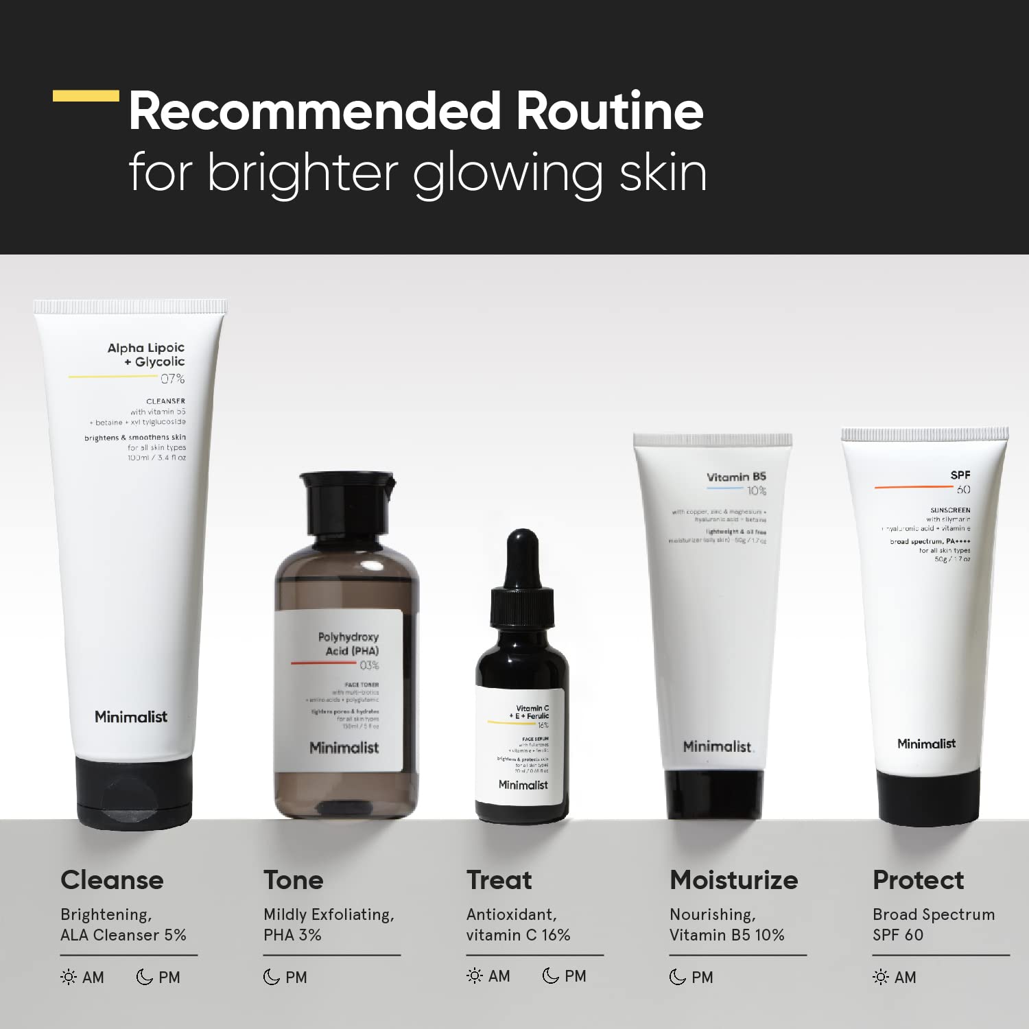 Minimalist product displayed with clean beauty icons showing gentle formulation benefit