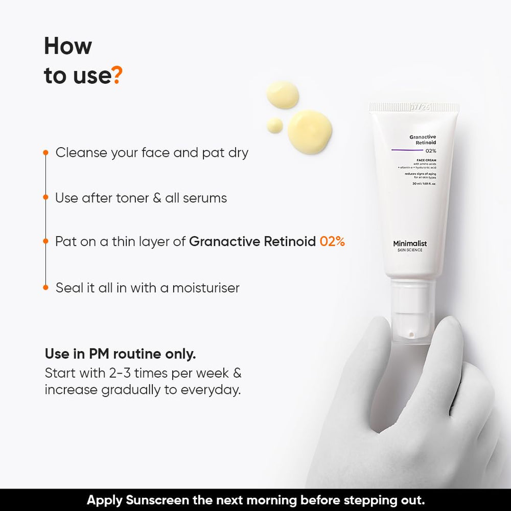 Minimalist retinoid cream pump dispensing product for controlled application