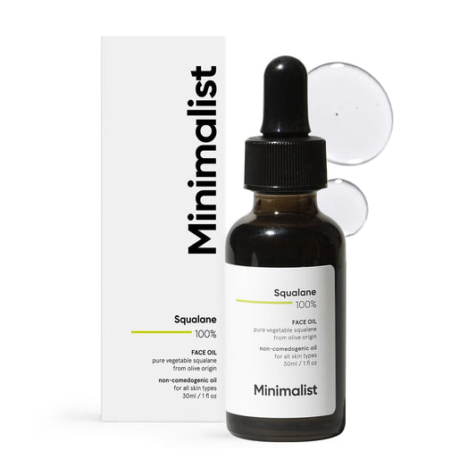 Minimalist squalane front bottle showing simple packaging and product clarity for trust
