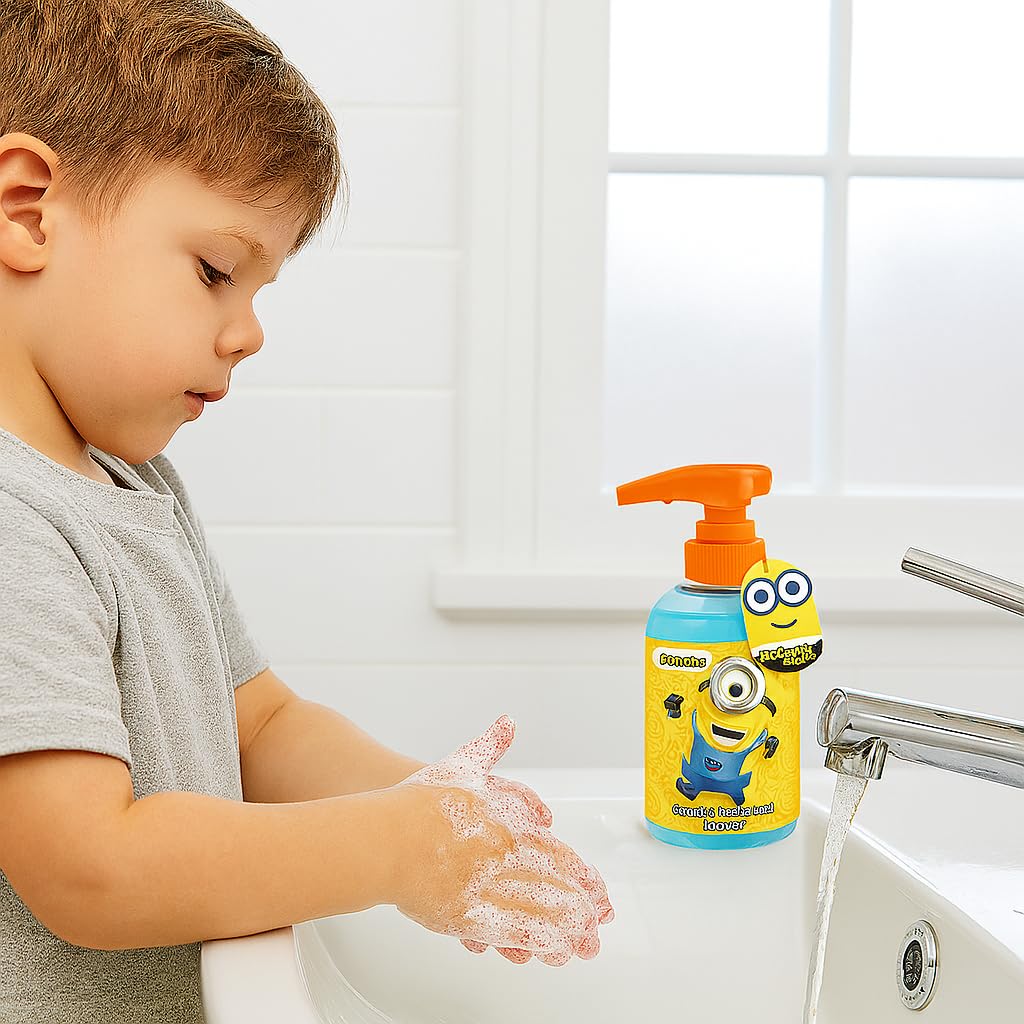 Minions label detail highlighting playful audio feature and safety info