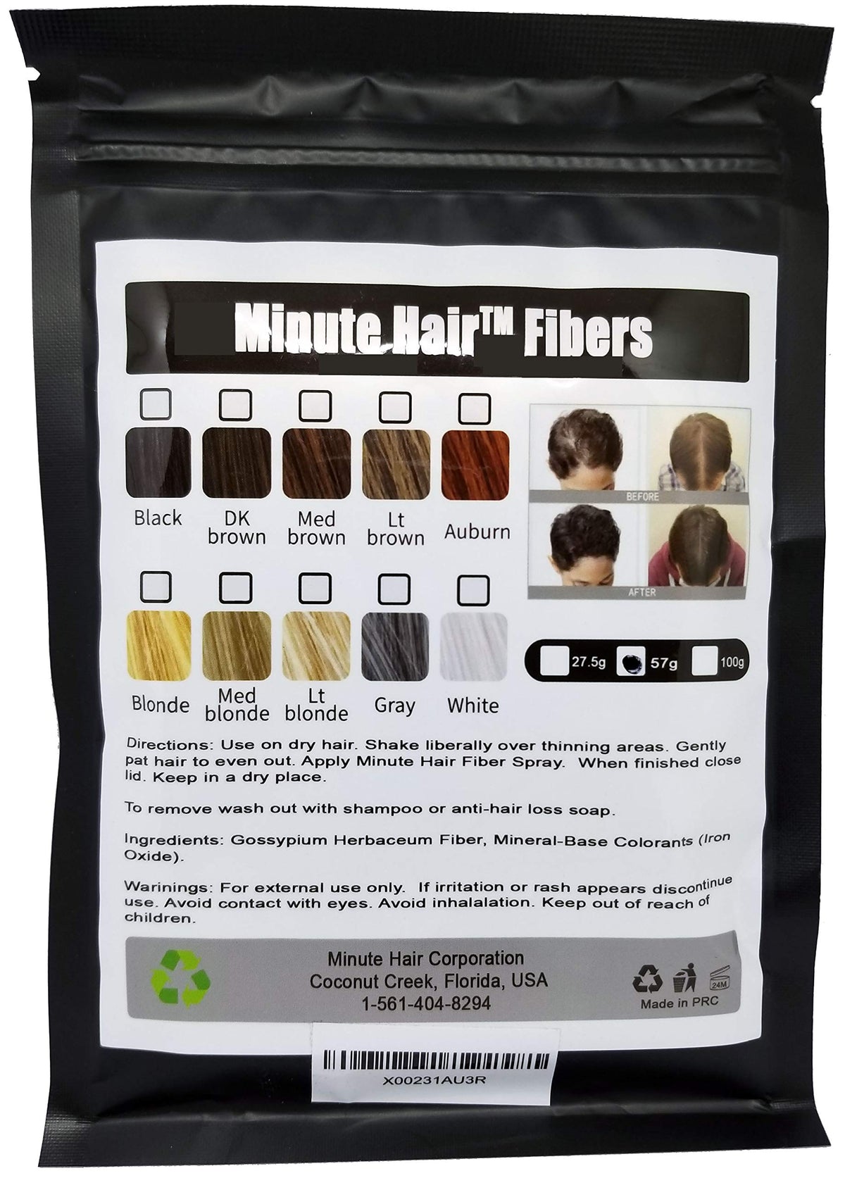 Minute Hair front packaging showing medium brown refill and product branding for easy storage