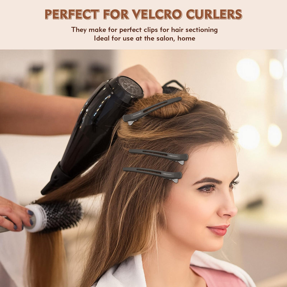 Mipibis clips securing hair in salon setting for clean sectioning benefit