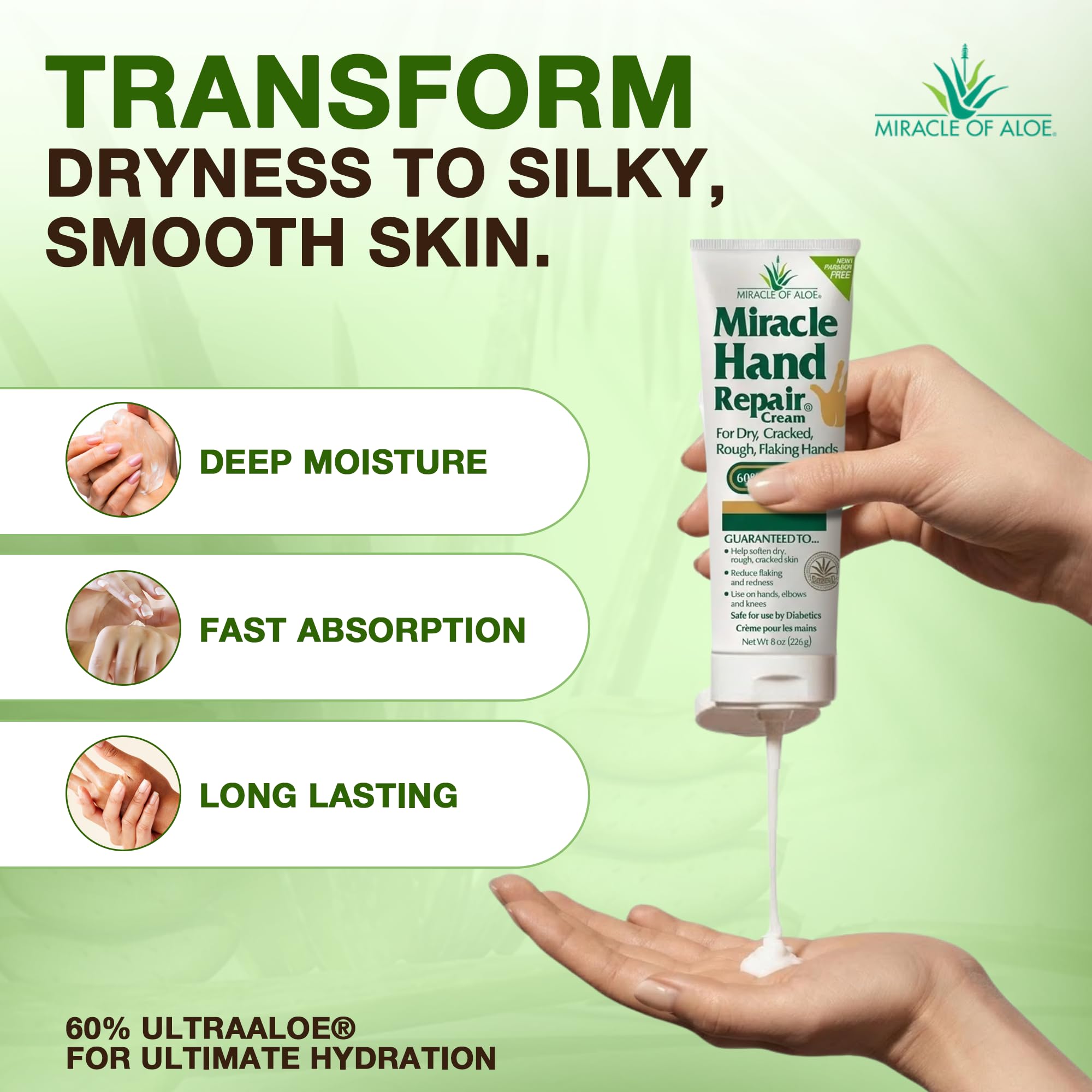 Miracle of Aloe close-up of cream being smoothed offering deep hydration