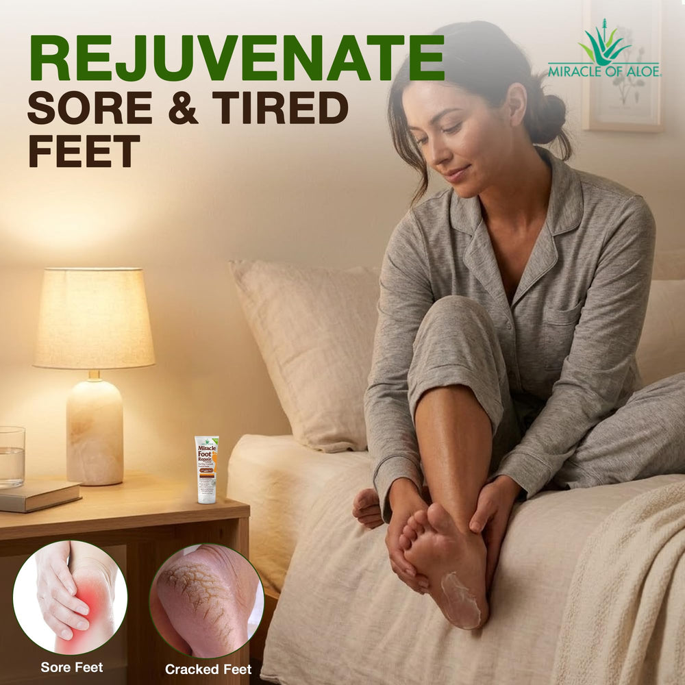 Miracle of Aloe cream on hand demonstrating lightweight spreadability and hydration