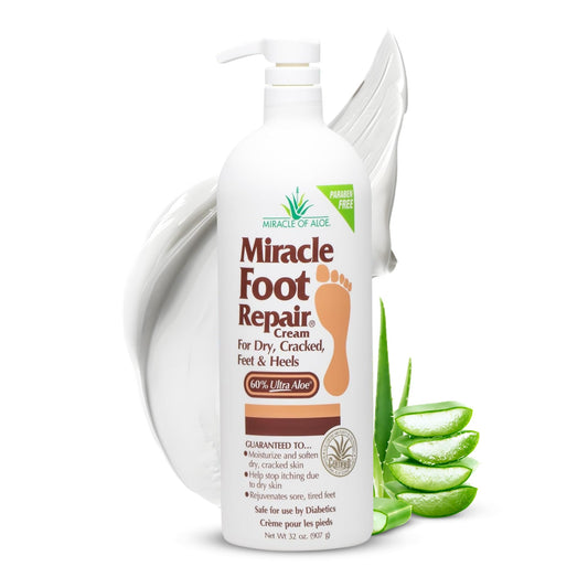 Miracle of Aloe front jar view showing large 32 oz packaging and moisturization benefit