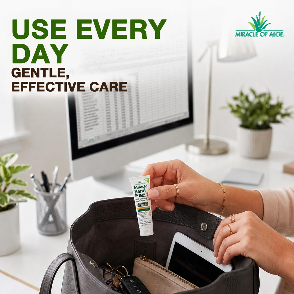Miracle of Aloe in outdoors setting for hardworking hands protection