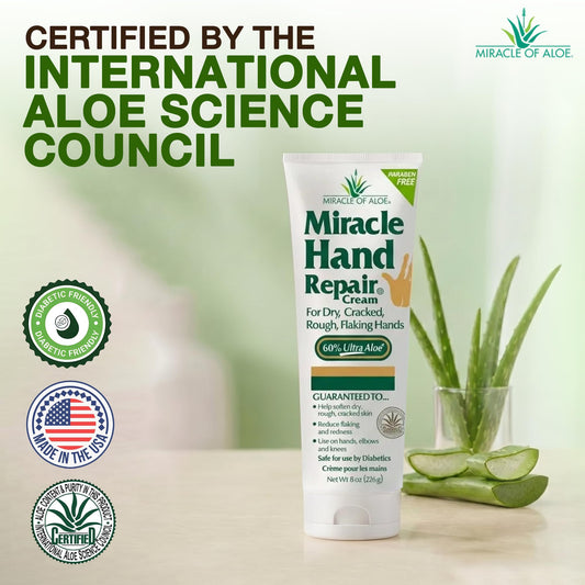 Miracle of Aloe open cap showing cream texture and quick-absorbing benefit