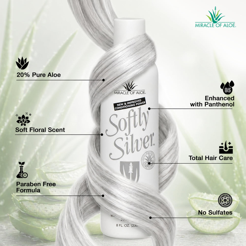 Miracle of Aloe shampoo pouring from bottle into hand for easy application
