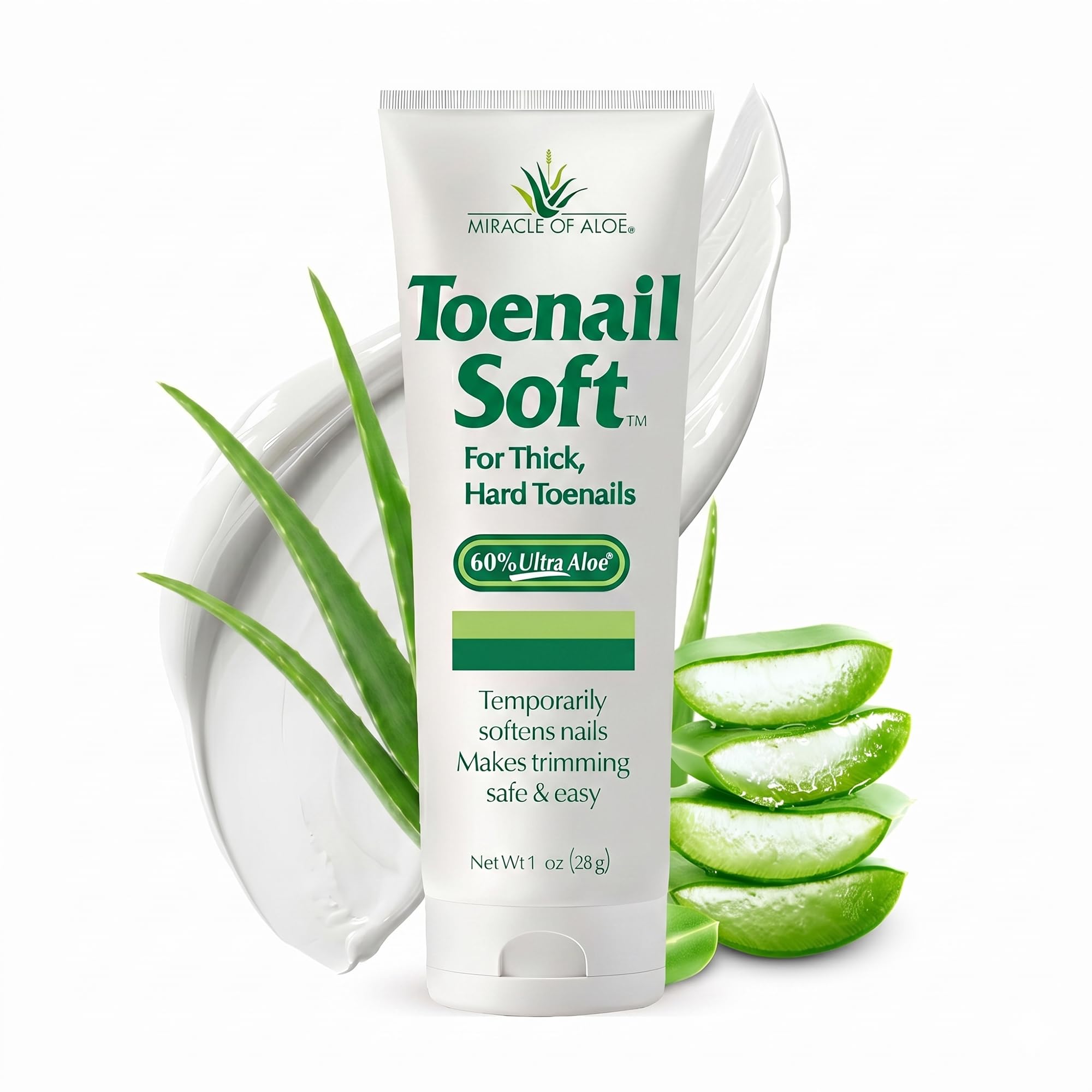 Miracle of Aloe tube front view showing clear label and easy-squeeze cap for convenience