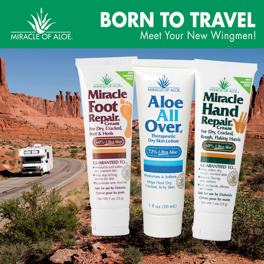 Miracle of Aloe three tubes lined up, clear view of trio benefits