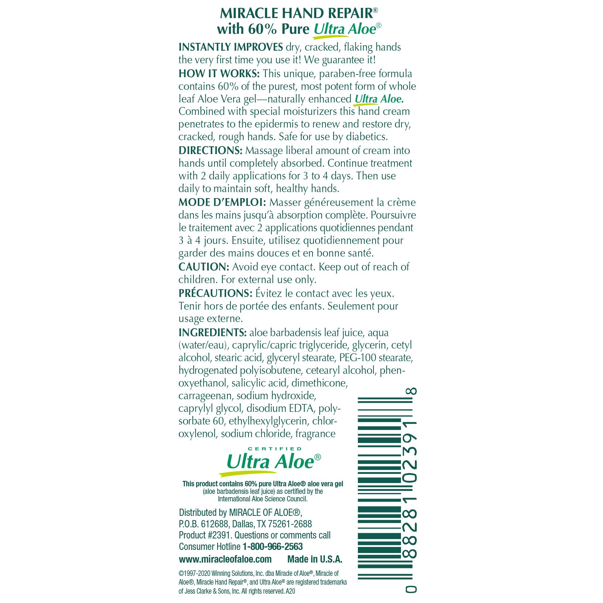 Miracle of Aloe product label showing ingredients and instructions, transparency benefit