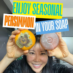 Mirai soap ingredients label closeup showing clinical persimmon tannin info