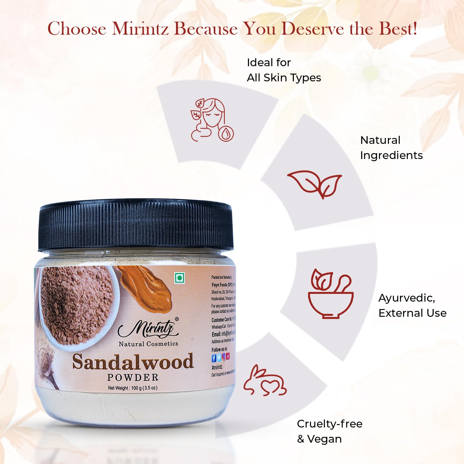 Mirintz sandalwood lifestyle spa setting with powder and rose water for home relaxation