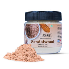 Mirintz sandalwood powder jar front showing packaging and natural ingredient benefits