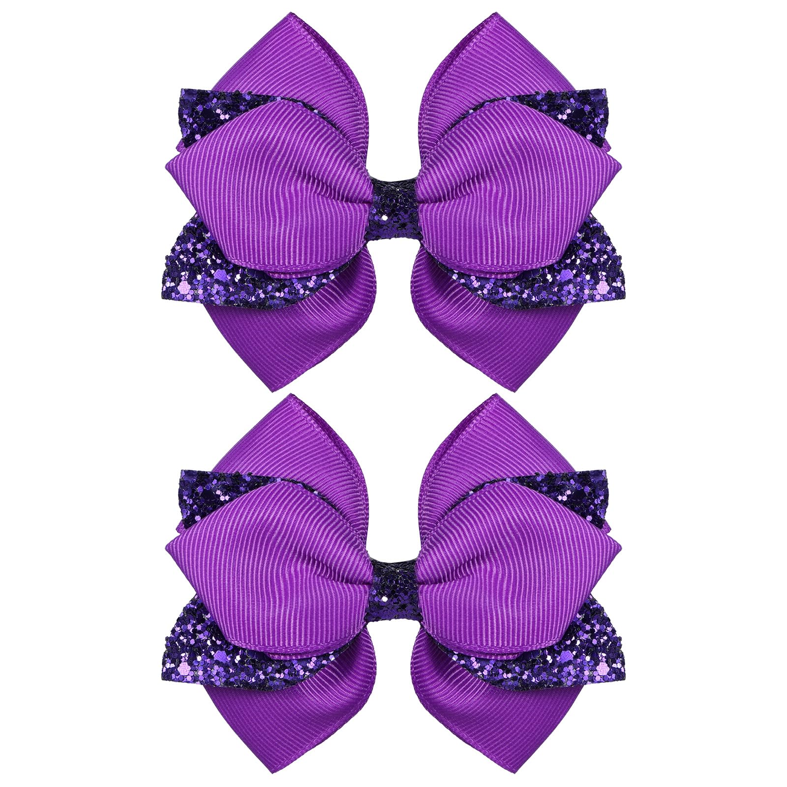 Miroksh front view of dark purple glitter bow showing polished styling benefit