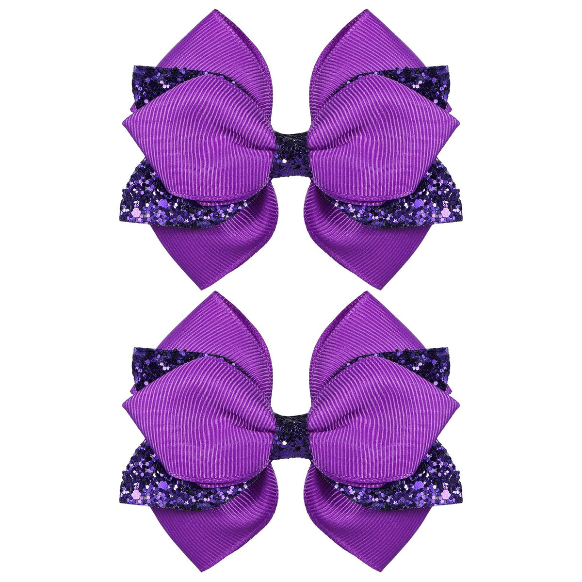 Miroksh front view of dark purple glitter bow showing polished styling benefit