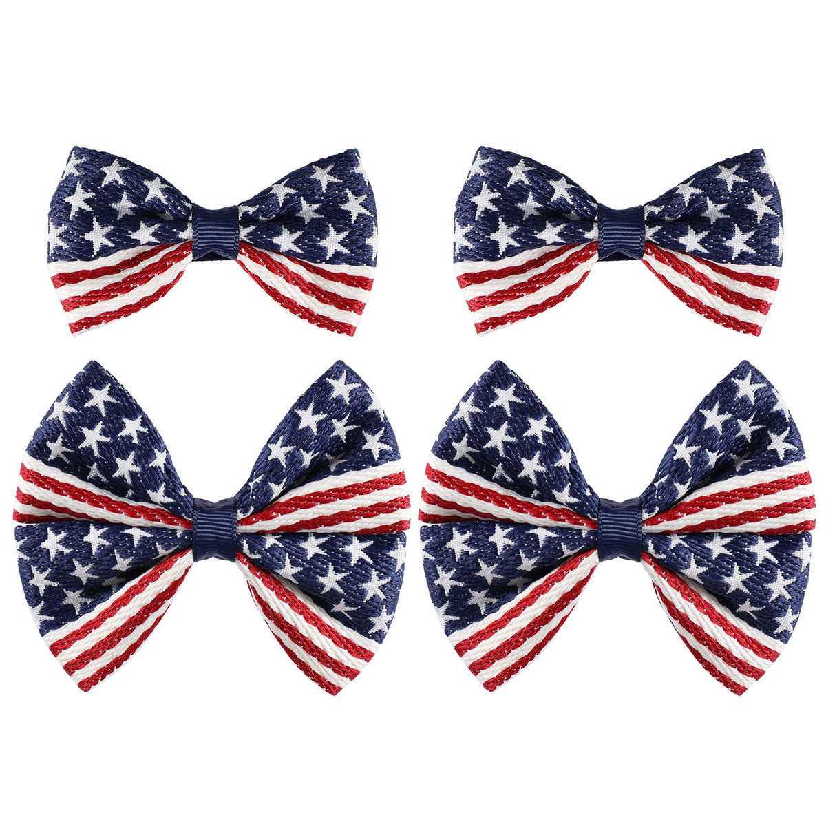 Miroksh front-facing bow set showing patriotic colors and immediate festive appeal