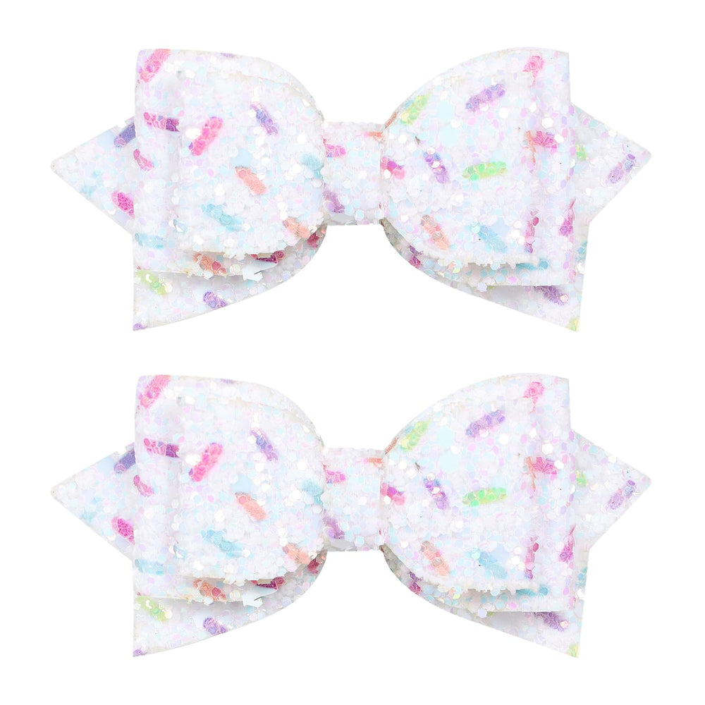 Miroksh front view of glitter sprinkle bows showing festive design and gift-ready look