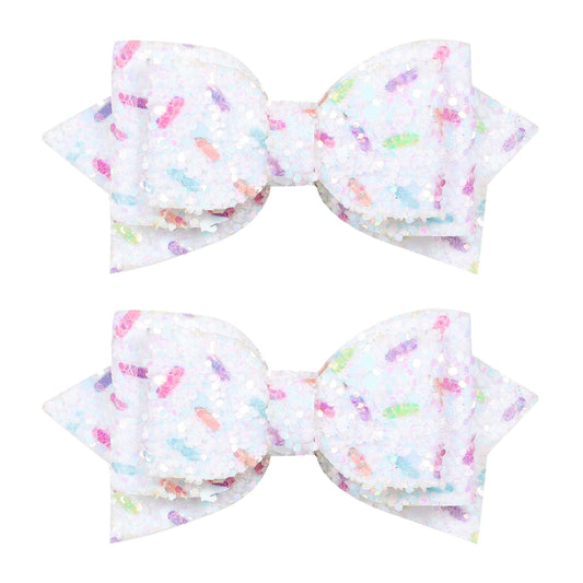 Miroksh front view of glitter sprinkle bows showing festive design and gift-ready look