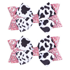 Miroksh front view of glitter pink cow bows showing playful design and ready-to-gift appeal