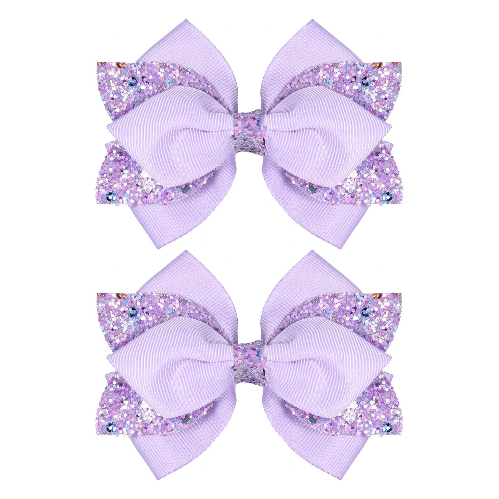 Miroksh front view of glitter purple bow clip showing elegant sparkle and instant style