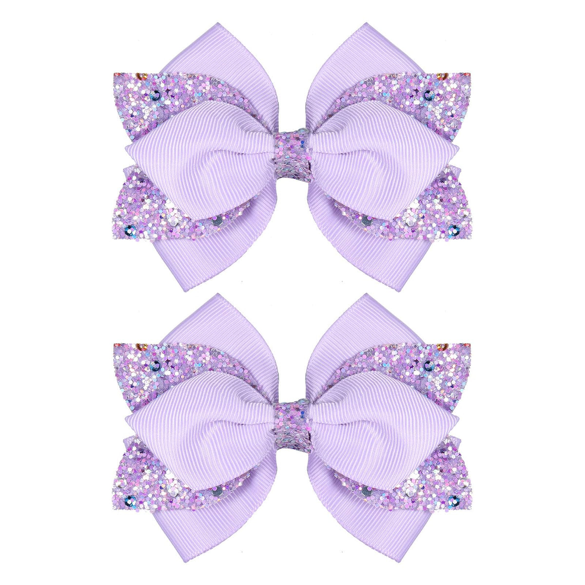 Miroksh front view of glitter purple bow clip showing elegant sparkle and instant style