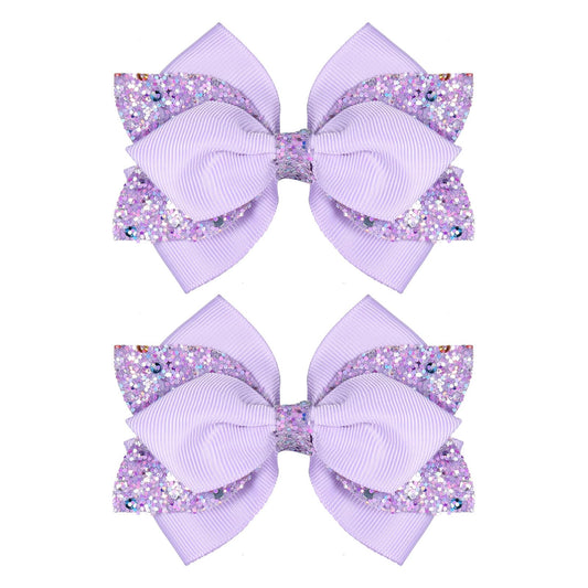 Miroksh front view of glitter purple bow clip showing elegant sparkle and instant style