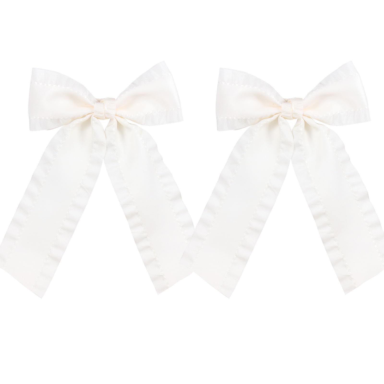 Miroksh front view of off-white satin bows showing elegant finish and versatility
