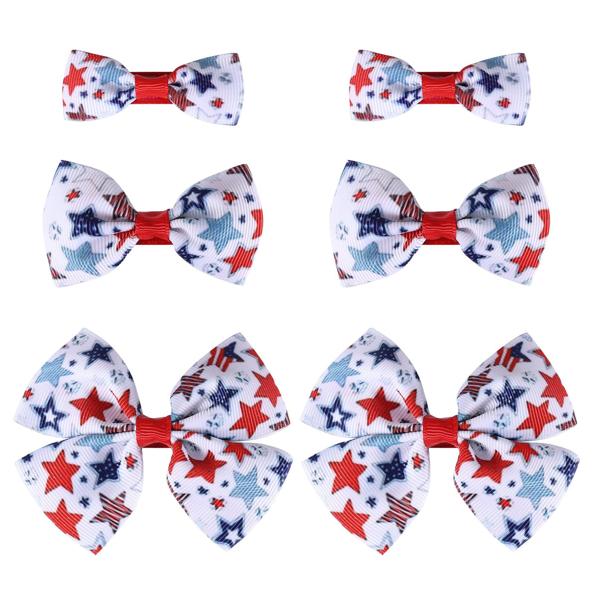 Miroksh front packaging showing six patriotic hair bows, bright and ready