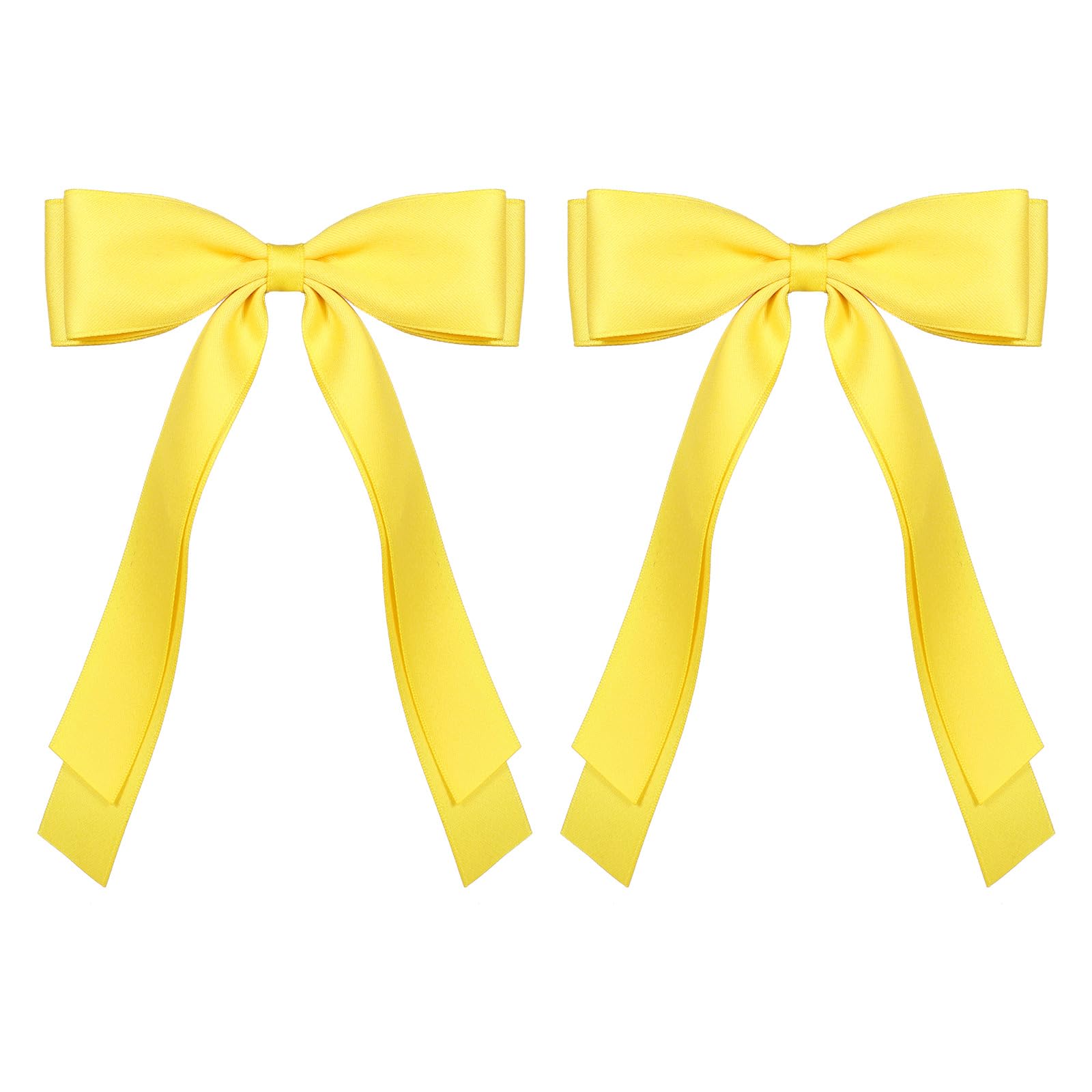 Miroksh front view of yellow bow clips showing vibrant color and shape, adds polish