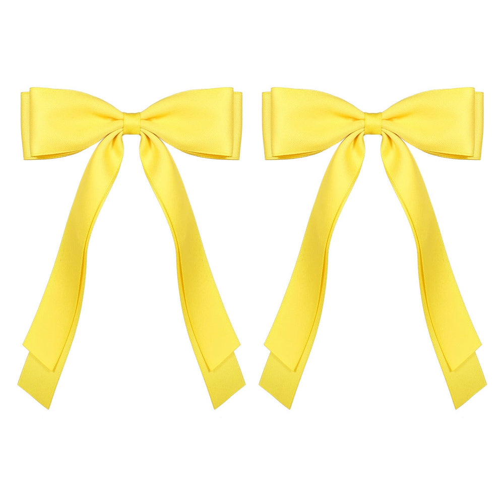 Miroksh front view of yellow bow clips showing vibrant color and shape, adds polish