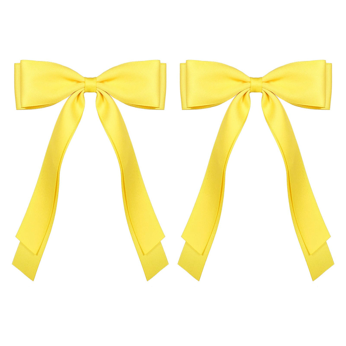 Miroksh front view of yellow bow clips showing vibrant color and shape, adds polish