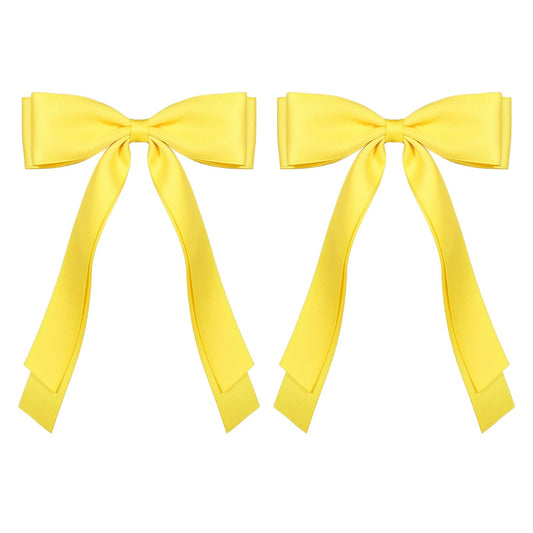 Miroksh front view of yellow bow clips showing vibrant color and shape, adds polish