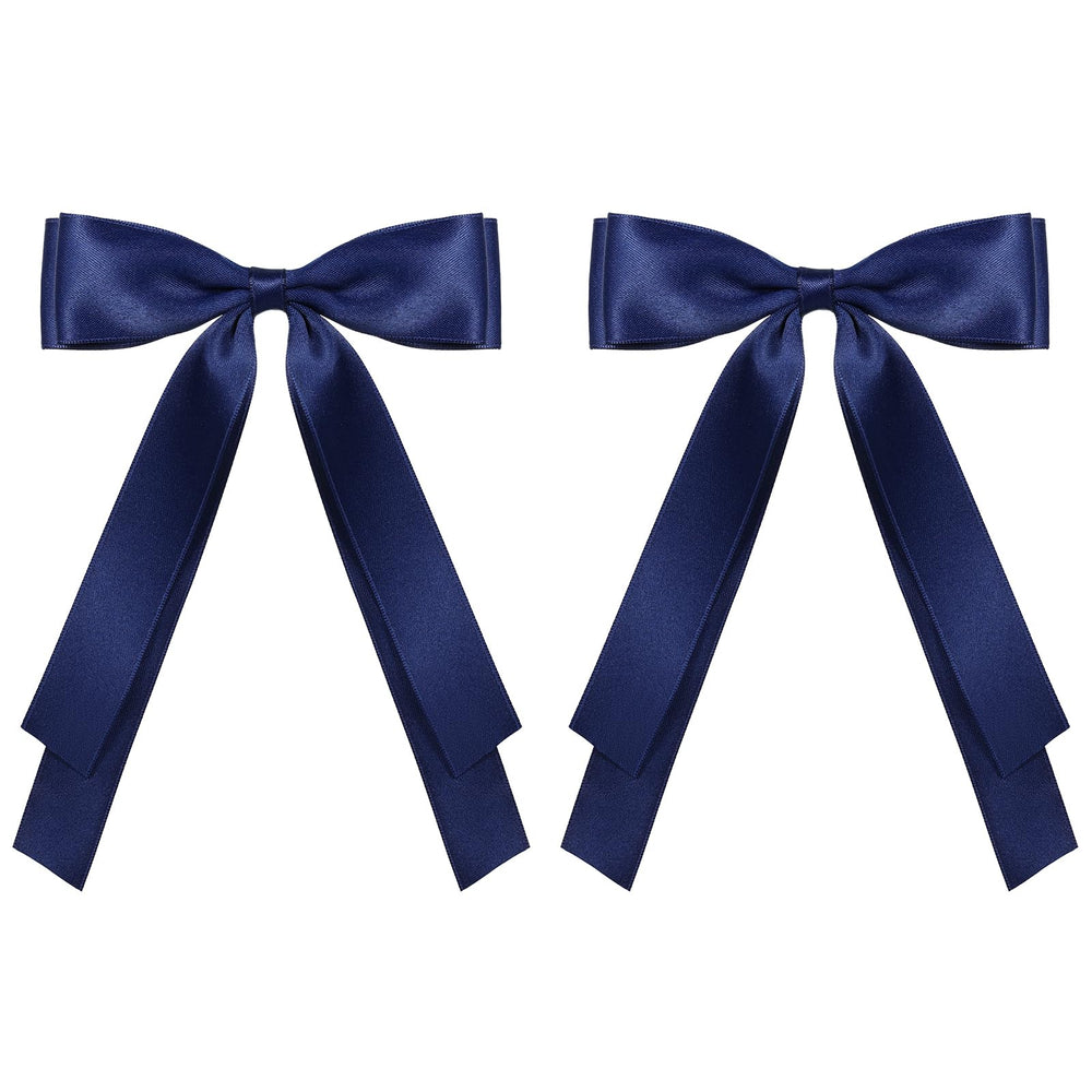 Miroksh front view navy satin bow adding refined style