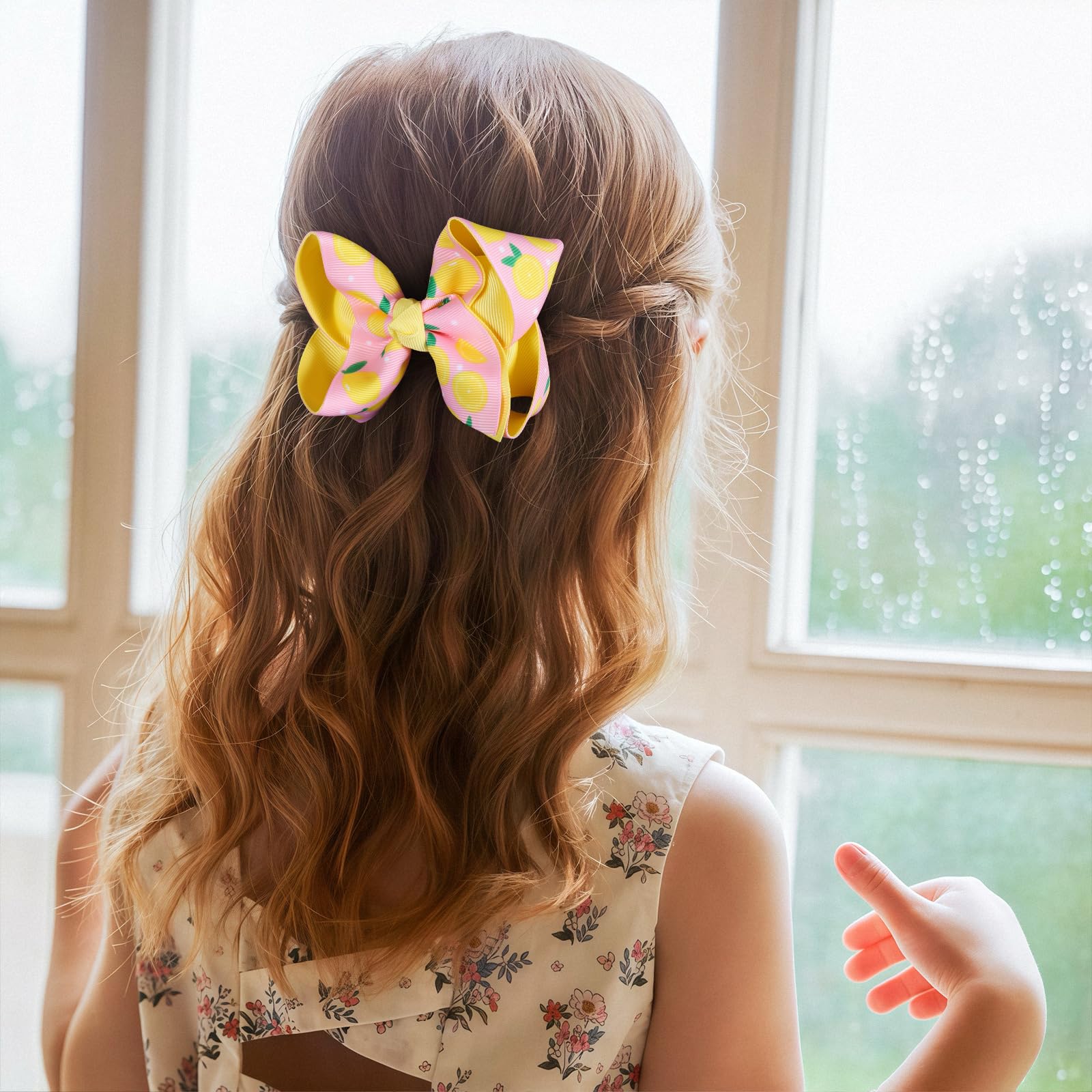 Miroksh lemon bow on adult hair adding tropical flair to outfit