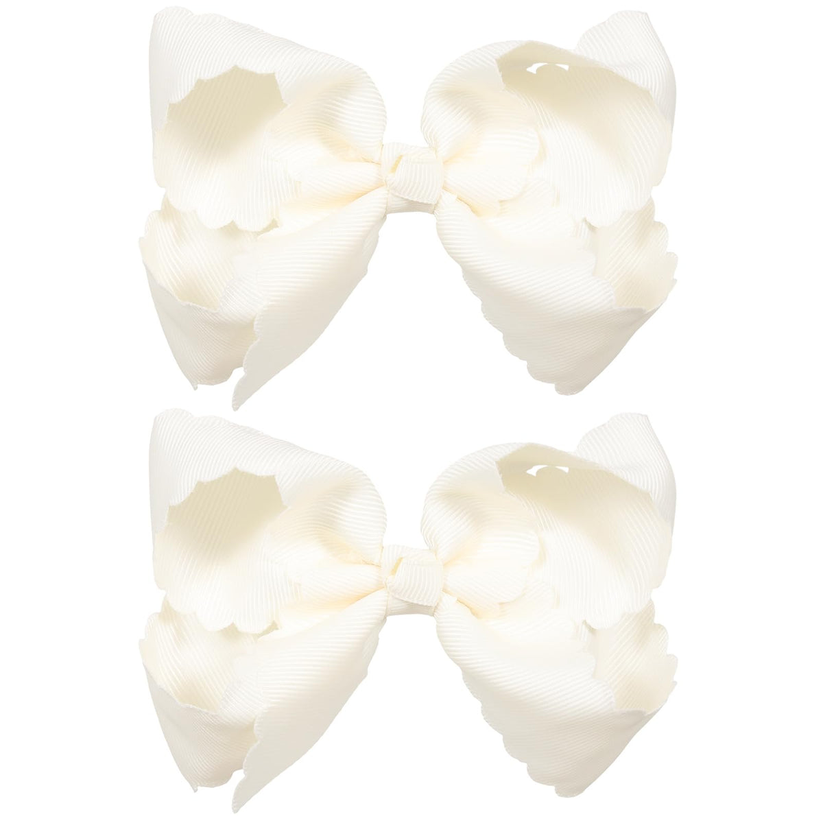 Miroksh front view off-white bows showing neat shape and versatile styling